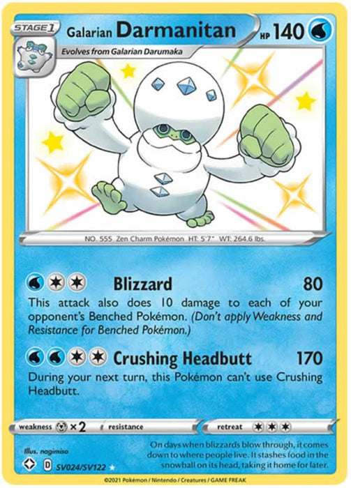 Galarian Darmanitan SV024/SV122 Shiny Rare Pokemon Card (Shining Fates)