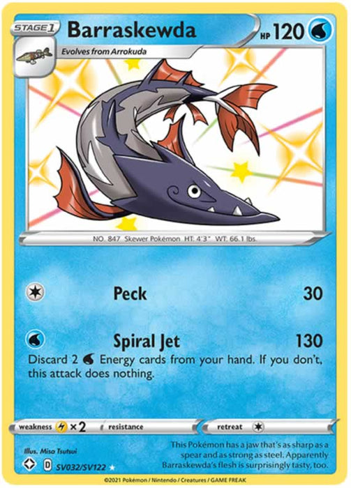 Barraskewda SV032/SV122 Shiny Rare Pokemon Card (Shining Fates)