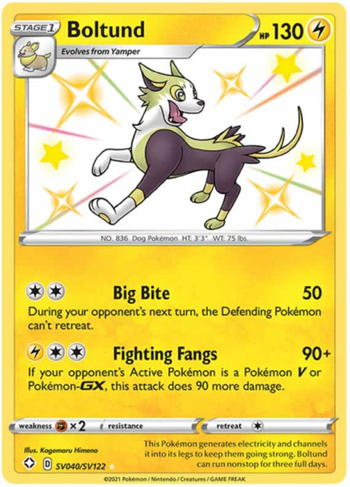 Boltund SV040/SV122 Shiny Rare Pokemon Card (Shining Fates)