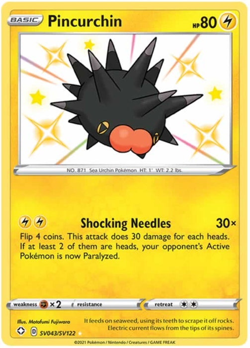 Pincurchin SV043/SV122 Shiny Rare Pokemon Card (Shining Fates)