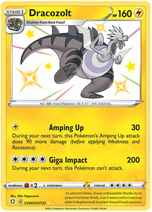 Dracozolt SV045/SV122 Shiny Rare Pokemon Card (Shining Fates)