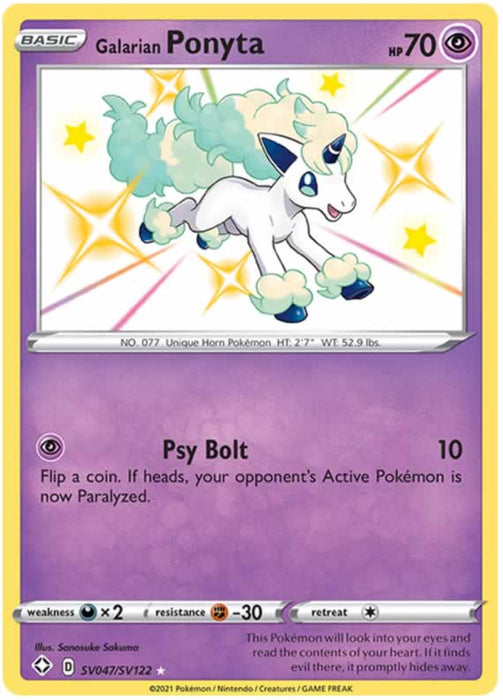 Galarian Ponyta SV047/SV122 Shiny Rare Pokemon Card (Shining Fates)