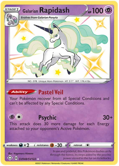 Galarian Rapidash SV048/SV122 Shiny Rare Pokemon Card (Shining Fates)