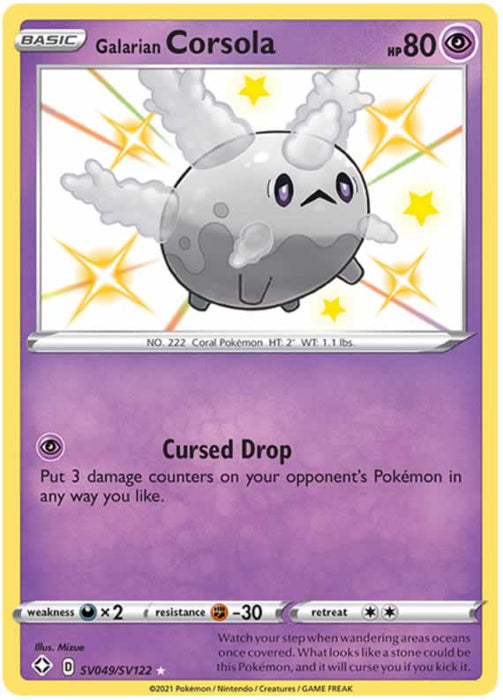 Galarian Corsola SV049/SV122 Shiny Rare Pokemon Card (Shining Fates)