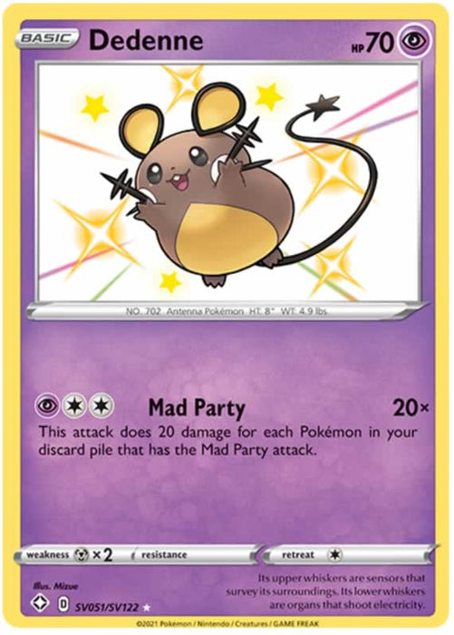 Dedenne SV051/SV122 Shiny Rare Pokemon Card (Shining Fates)