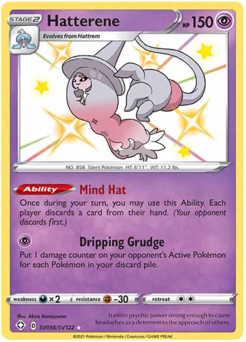 Hatterene SV056/SV122 Shiny Rare Pokemon Card (Shining Fates)