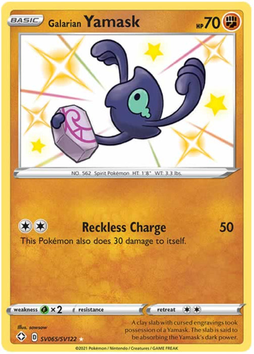 Galarian Yamask SV065/SV122 Shiny Rare Pokemon Card (Shining Fates)