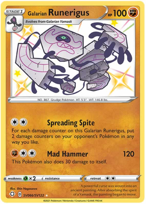 Galarian Runerigus SV066/SV122 Shiny Rare Pokemon Card (Shining Fates)