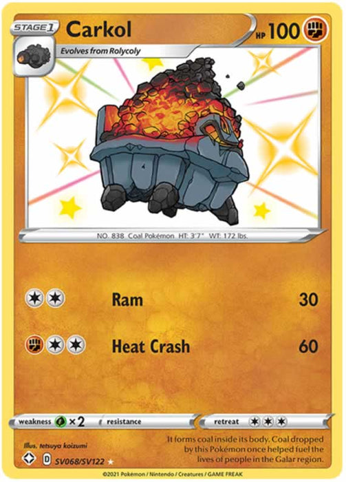 Carkol SV068/SV122 Shiny Rare Pokemon Card (Shining Fates)