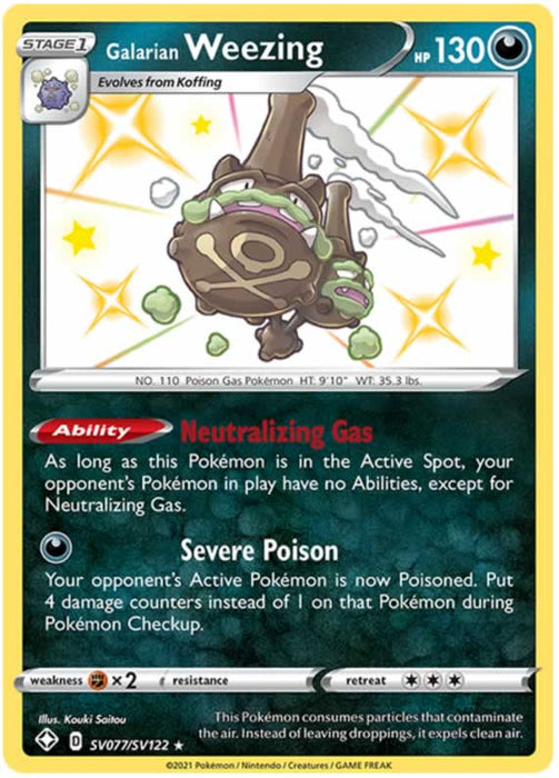 Galarian Weezing SV077/SV122 Shiny Rare Pokemon Card (Shining Fates)