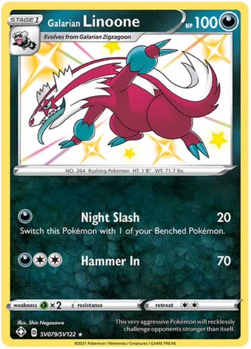 Galarian Linoone SV079/SV122 Shiny Rare Pokemon Card (Shining Fates)