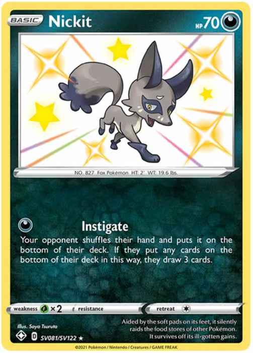 Nickit SV081/SV122 Shiny Rare Pokemon Card (Shining Fates)