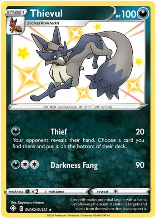 Thievul SV082/SV122 Shiny Rare Pokemon Card (Shining Fates)