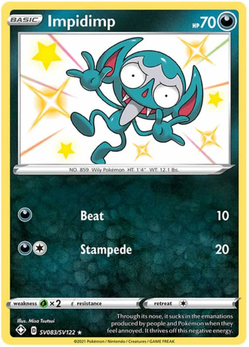 Impidimp SV083/SV122 Shiny Rare Pokemon Card (Shining Fates)