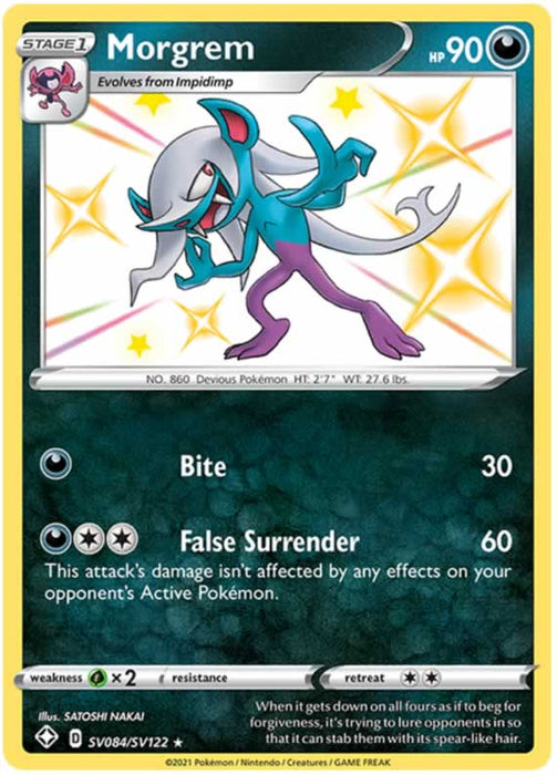 Morgrem SV084/SV122 Shiny Rare Pokemon Card (Shining Fates)