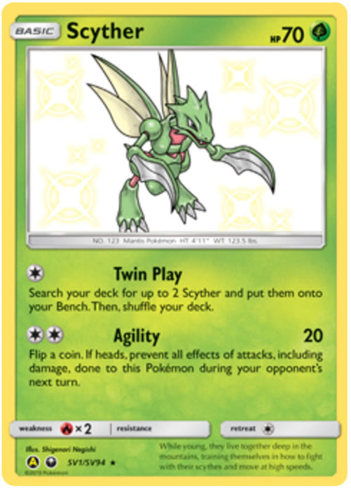 Scyther SV1/SV94 Shiny Rare Pokemon Card (Hidden Fates)