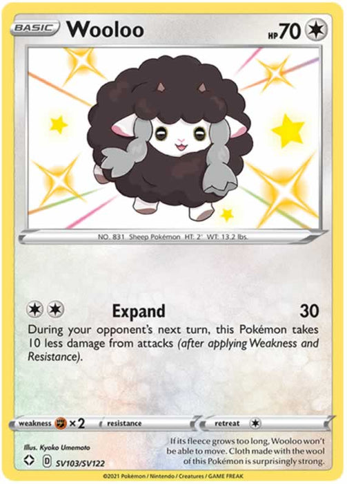 Wooloo SV103/SV122 Shiny Rare Pokemon Card (Shining Fates)