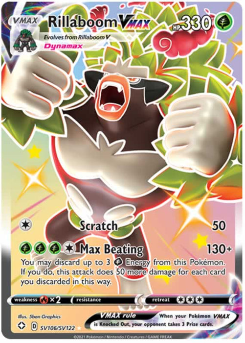 Rillaboom VMAX SV106/SV122 Shiny Rare Pokemon Card (Shining Fates)