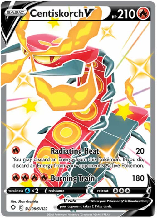 Centiskorch V SV108/SV122 Shiny Rare Pokemon Card (Shining Fates)