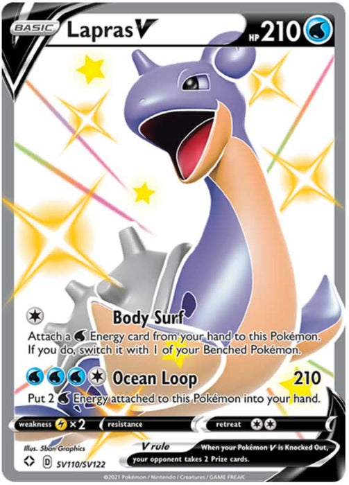 Lapras V SV110/SV122 Shiny Rare Pokemon Card (Shining Fates)