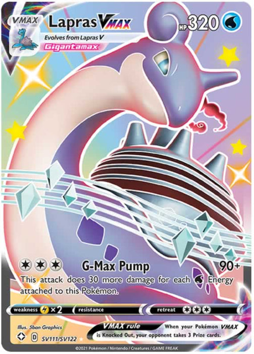 Lapras VMAX SV111/SV122 Shiny Rare Pokemon Card (Shining Fates)