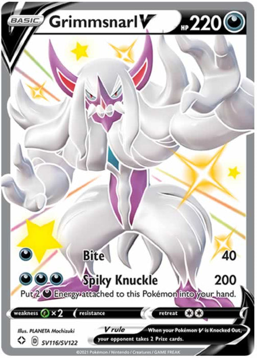 Grimmsnarl V SV116/SV122 Shiny Rare Pokemon Card (Shining Fates)