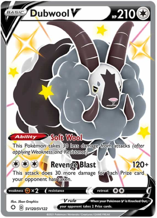 Dubwool V SV120/SV122 Shiny Rare Pokemon Card (Shining Fates)