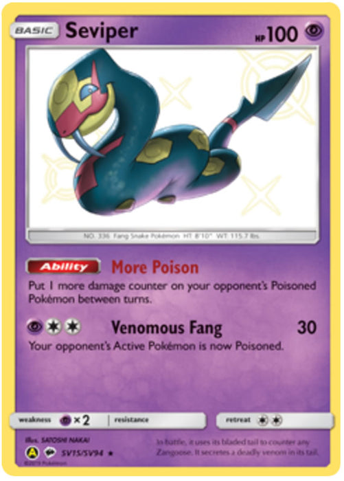 Seviper SV15/SV94 Shiny Rare Pokemon Card (Hidden Fates)