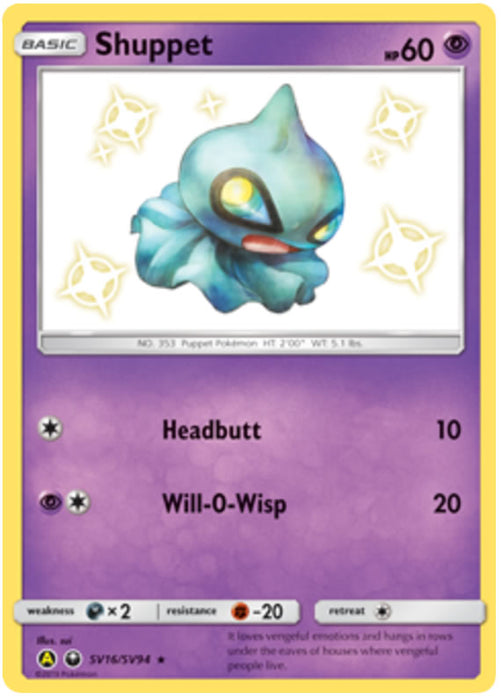 Shuppet SV16/SV94 Shiny Rare Pokemon Card (Hidden Fates)