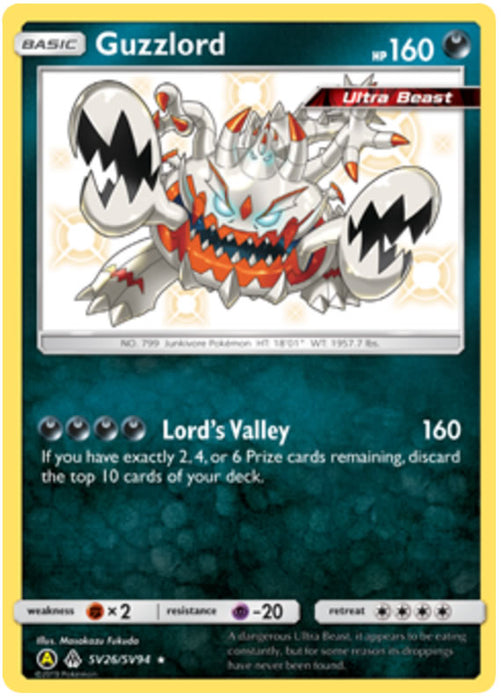 Guzzlord SV26/SV94 Shiny Rare Pokemon Card (Hidden Fates)