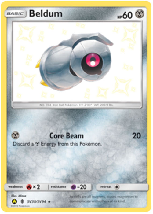 Beldum SV30/SV94 Shiny Rare Pokemon Card (Hidden Fates)