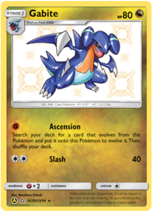 Gabite SV39/SV94 Shiny Rare Pokemon Card (Hidden Fates)