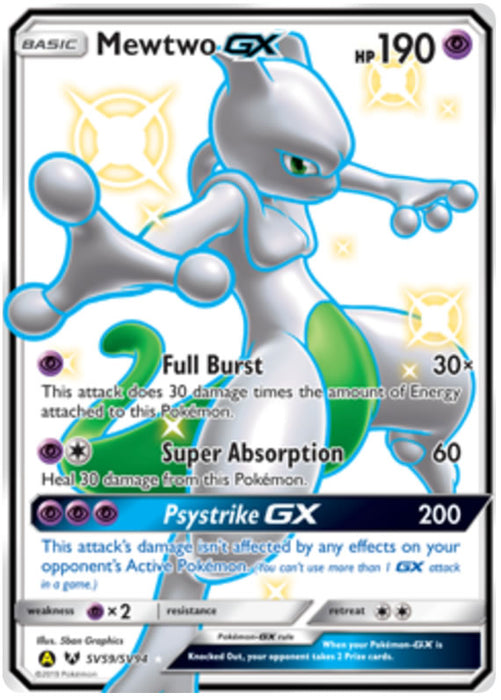 Mewtwo GX SV59/SV94 Ultra Rare Pokemon Card (Hidden Fates)