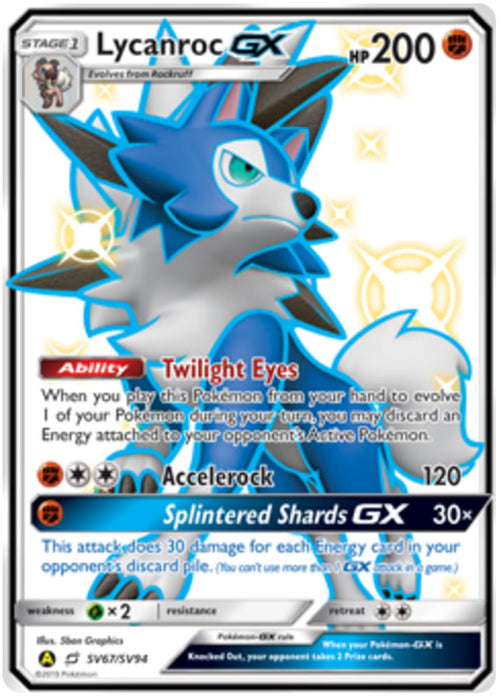 Lycanroc GX SV67/SV94 Ultra Rare Pokemon Card (Hidden Fates)