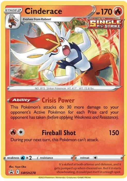 Cinderace SWSH278 Pokemon Promo Card (SWSH Promo Series)