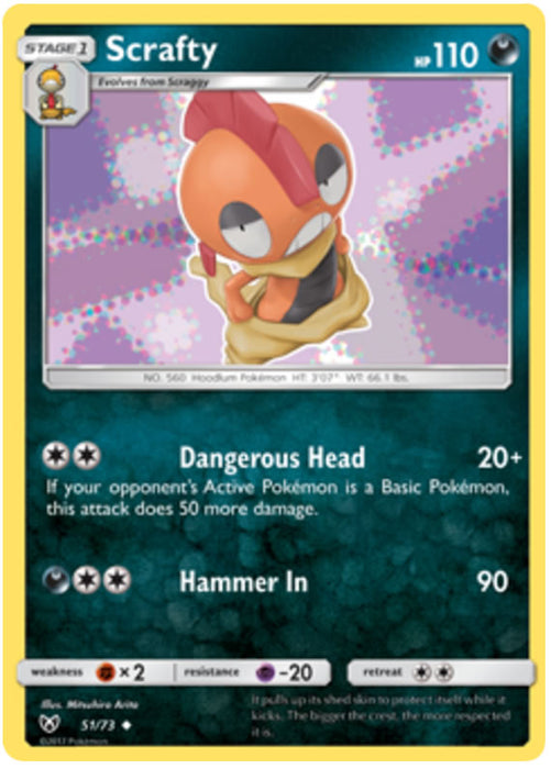 Scrafty 51/73 Uncommon Pokemon Card (Shining Legends)