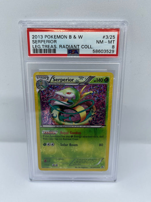 Serperior RC3/RC25 PSA 8 Graded Uncommon Pokemon Card (Leg Treas Radiant Collection)