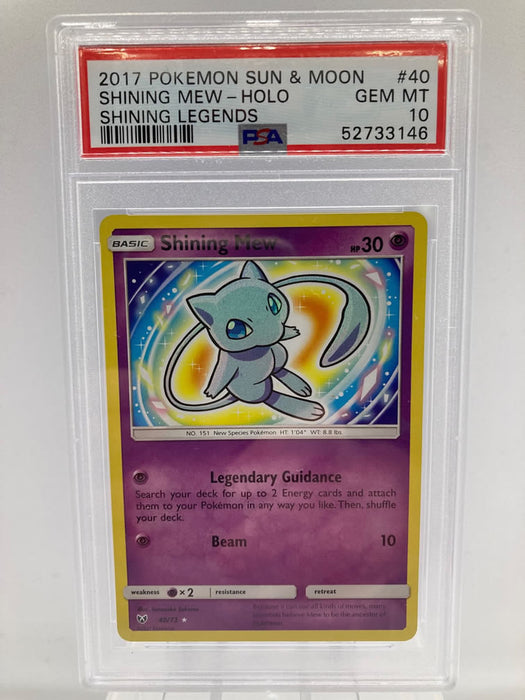 Shining Mew 40/73 Shiny Rare Graded Pokemon Card PSA 10 Gem Mint (Shining Legends)