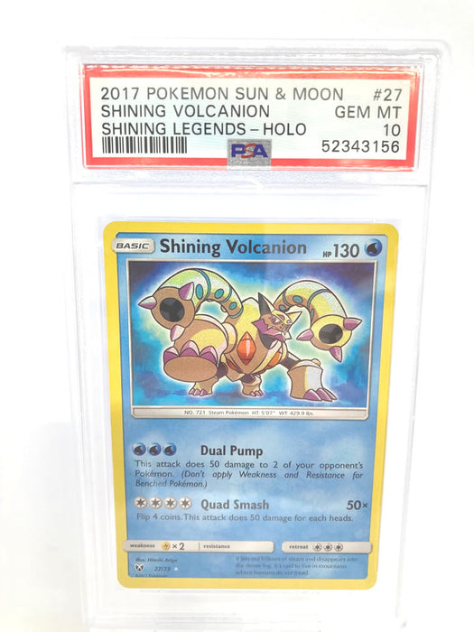 Shining Volcanion 27/73 Shiny Rare Graded Pokemon Card PSA 10 Gem Mint (Shining Legends)