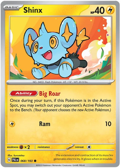 Shinx 068/193 Common Reverse Holo Pokemon Card (SV2 Paldea Evolved)