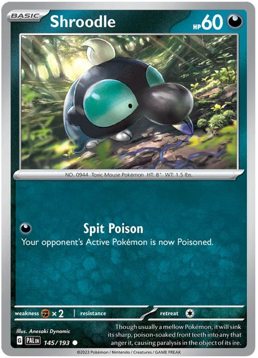 Shroodle 145/193 Common Reverse Holo Pokemon Card (SV2 Paldea Evolved)