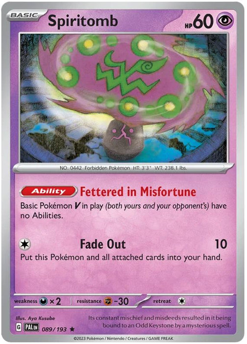 Spiritomb 089/193 Rare Pokemon Card (SV2 Paldea Evolved)