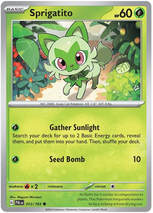 Sprigatito 012/193 Common Reverse Holo Pokemon Card (SV2 Paldea Evolved)