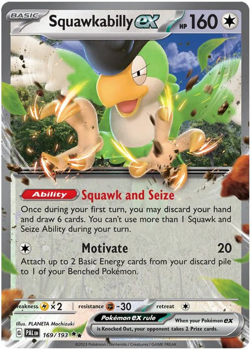 Squawkabilly ex 169/193 Rare Double Pokemon Card (SV2 Paldea Evolved)