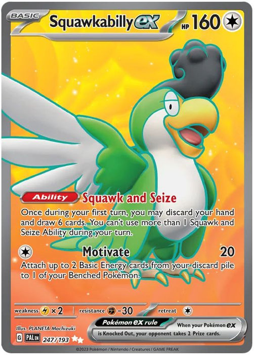 Squawkabilly ex 247/193 Ultra Rare Double Pokemon Card (SV2 Paldea Evolved)