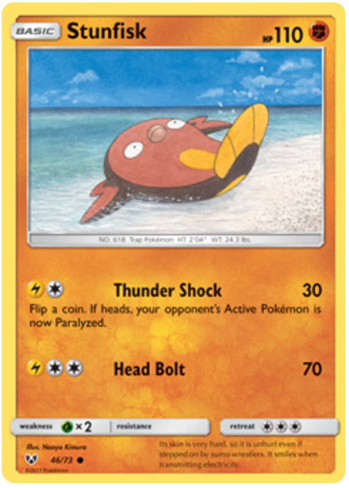 Stunfisk 46/73 Common Pokemon Card (Shining Legends)