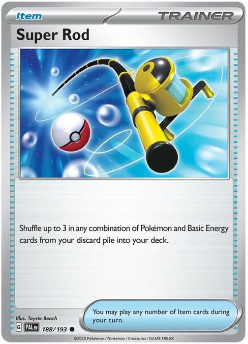 Super Rod 188/193 Common Reverse Holo Pokemon Card (SV2 Paldea Evolved)
