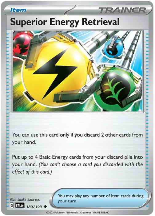 Superior Energy Retrieval 189/193 Uncommon Reverse Holo Pokemon Card (SV2 Paldea Evolved)