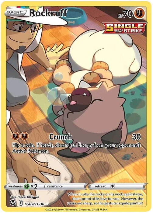 Rockruff TG07/TG30 Rare Holo Pokemon Card (Silver Tempest Trainer Gallery)