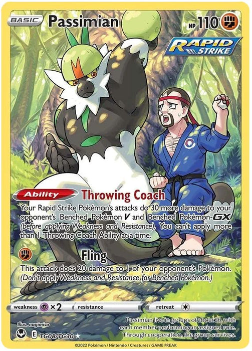 Passimian TG08/TG30 Rare Holo Pokemon Card (Silver Tempest Trainer Gallery)
